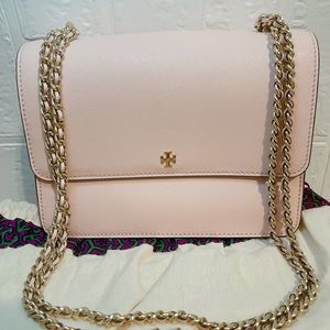 New Tory Burch Emerson Pink Flap Crossbody Purse